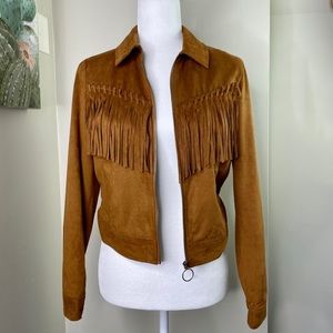 Forever 21 Faux Suede Fringe Brown Jacket